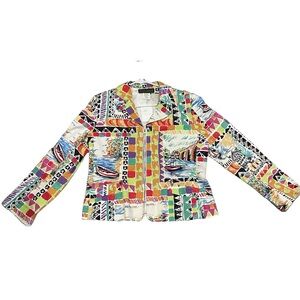 Harve Benard by Benard Holtzman Vintage Abstract colorful zip up blazer